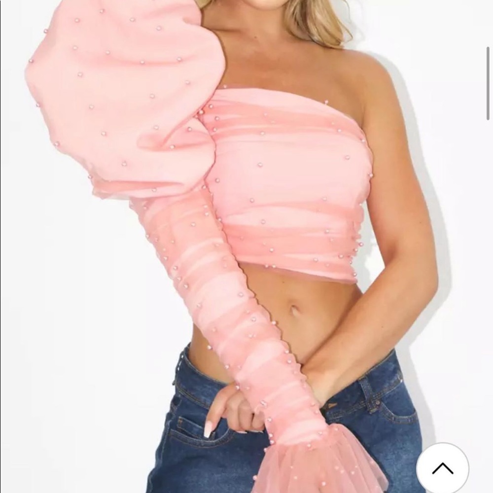 Baby pink ruffle top